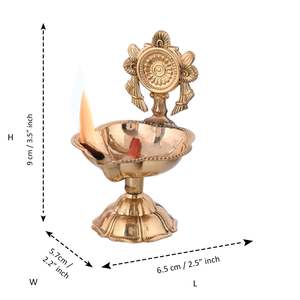 Shanku Chakra kuber Diya Diwali en laiton pur article de décoration pour la décoration de la maison et le salon, article de festival Diwali (ensemble de 2) - Product Image 4