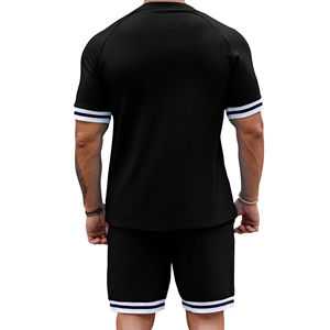 Conjuntos cortos para hombre más vendidos, conjuntos de verano 100% de forro polar de algodón para hombre, conjuntos de camisetas y pantalones cortos con cuello redondo, ropa de invierno, precio barato - Product Image 2