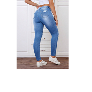 กางเกงยีนส์ขาสั้นผ้ายืดสไตล์ขาดสำหรับผู้หญิงกางเกงคาร์โก้ทรงสลิมพลัสไซส์ - Product Image 5