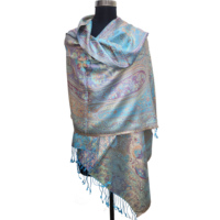 Bufanda Jamavar de seda pura 100% hecha a mano, longitud larga, peso ligero, estilo resorte, diseños tejidos Jacquard, bloqueo de Color, logotipo personalizado