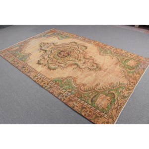 Turkish 5.4x8.7 ft Rug, Vintage Rug, <b>Brown</b> Southwestern <b>Wool</b> Rug - Product Image 2