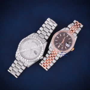 Brillante y elegante Moissanite Diamond Pareja Relojes Totalmente inundados Iced Out Relojes Romántico Regalo de San Valentín - Product Image 2