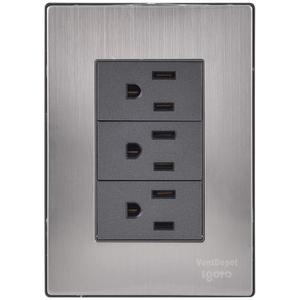 แผ่นติดผนัง, MXIOR-001, 1 ชิ้น, คอนแทค x3, 125-250VAC, 15A, 50/60Hz, สีเงิน/อ็อกซ์ฟอร์ด, สแตนเลส/พีซี - Product Image 1