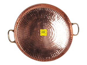 Grand plat de service en laiton fait à la main, plateau, design martelé, poignée en laiton, vaisselle écologique, articles ménagers, articles de cuisine - Product Image 3