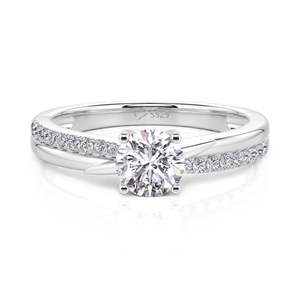 Jeulia Rose Gold Plated Twist Round <b>Solitaire</b> Engagement <b>Ring</b> in Sterling <b>Silver</b> - Product Image 1