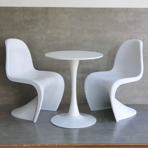 Scandinavian Plastic Square Cafe Table and 2 Panton Chairs <b>Set</b> for Mall and <b>Restaurant</b> CBCF278 - Product Image 2
