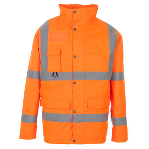 Chaqueta de Trabajo Acolchada de Poliéster de Alta Visibilidad para Hombre, Uniforme de Trabajo Personalizado, Naranja Fluorescente, Cinta Reflectante de Seguridad, Alta Visibilidad - Product Image 2