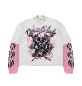 Camiseta de Manga Larga de Doble Capa con Estampado Gráfico de Hip Hop Rock de Lujo Personalizada, Cuello Redondo, Talla Grande, 100% Algodón, Impresión DTG - Product Image 2