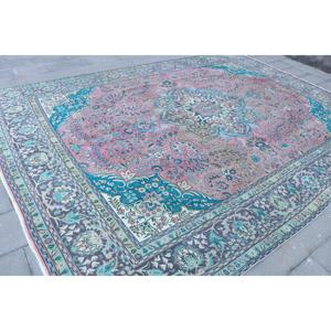 Alfombra Turca Vintage de Lana Azul, 9.7x12.4 pies (295x379 cm) - Product Image 3