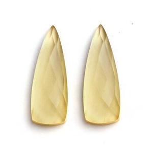 Cabujón facetado con forma de trillón de cuarzo sintético limón de 10x30mm, gema suelta para la fabricación de joyas, colgantes y pendientes - Product Image 5