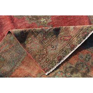 Alfombra turca Vintage de 4,5x11,4 pies, diseño de retazos rojo y marrón, técnica de tejido plano de látex de lana para decoraciones de sala de estar - Product Image 2