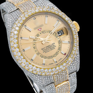 Cadran jaune de luxe Cadran en diamant glacé Montre automatique en moissanite Mouvement automatique suisse Fournisseur de montres en acier inoxydable - Product Image 1