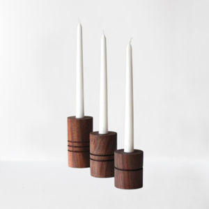 Ensemble de 3 bougeoirs en bois brun de qualité supérieure accessoires d'éclairage domestique en gros pour Noël prix raisonnable - Product Image 1