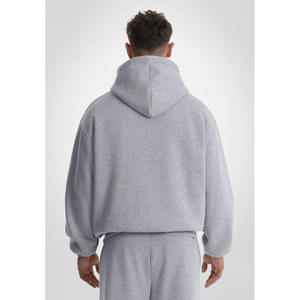 OEM sur mesure de haute qualité 100% coton polaire tissu mélange gris couleur hommes sweat à capuche sérigraphie fermeture éclair à capuche pour hommes - Product Image 6