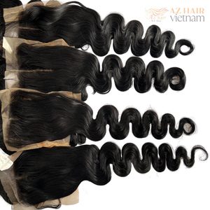 Extensiones de cabello humano virgen sin procesar de cuerpo ondulado con cierre a juego Parte media Costura Trama de cabello - Product Image 4