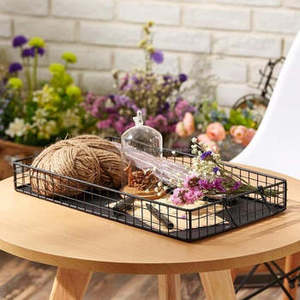 Modern <b>Black</b> Metal <b>Serving</b> <b>Tray</b> Sleek Design Ideal for <b>Serving</b> Food and Drinks at Gatherings and Parties - Product Image 3