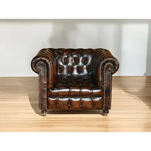 Haute Européenne Tufté Chesterfield Simple Deux Places Canapé Buff En Cuir pour Salon Appartement Centre Commercial Ferme Jambes Pas Cher - Product Image 4