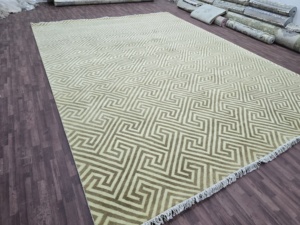 White Green size 4x6 feet Area fine <b>wool</b> Rug Hand-knotted turkish with Abstract Pattern for Living or Dining Room any room - Product Image 4