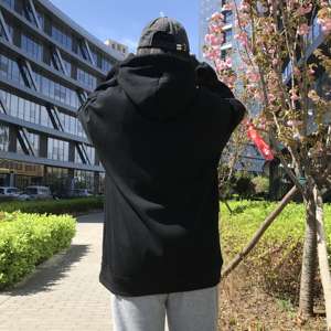 Sweat à capuche brodé écologique de qualité supérieure 340GSM Sweat-shirt en molleton lourd Streetwear surdimensionné Logo personnalisé en gros - Product Image 3