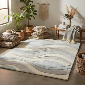 Handmade Wool Tufted Area Rug | Pastel Color Block Scandinavian Style Home Decor Rug High Quality Room Decor <b>Gift</b> for Wedding - Product Image 3