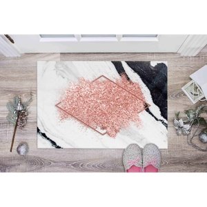 Alfombra Rosa con Efecto Mármol Brillante: Alfombra Decorativa Contemporánea, Alfombra Estampada, Alfombra Suave No Tejida - Product Image 5