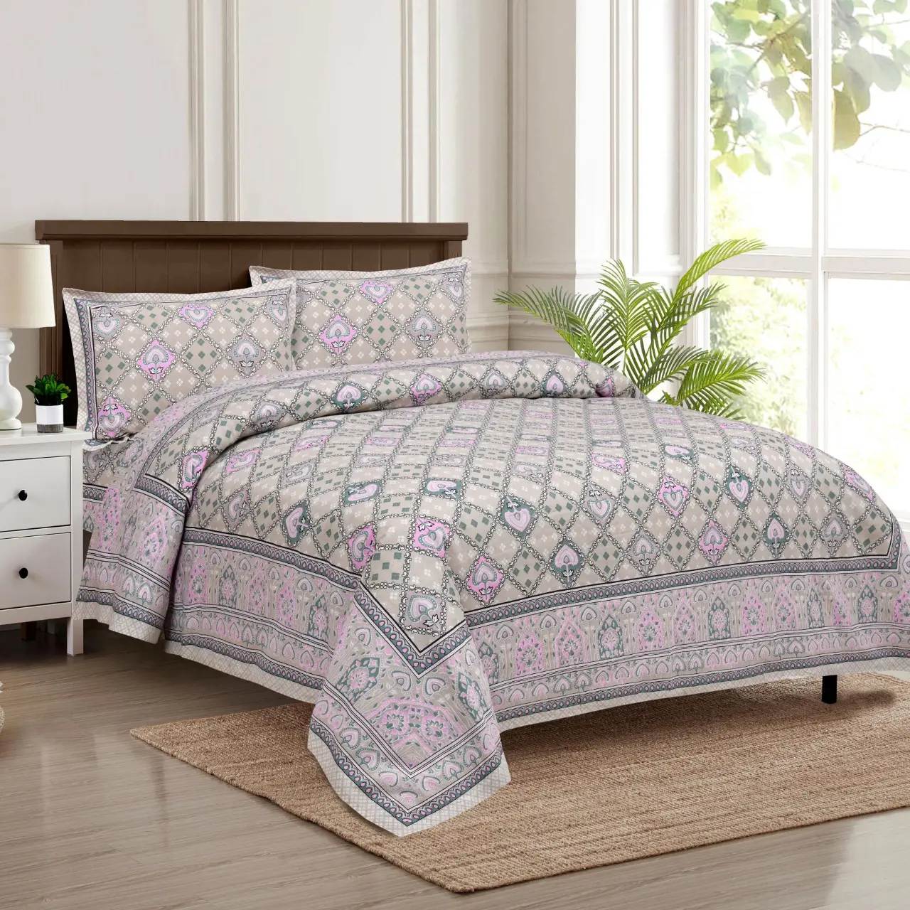 꽃 피부 친화적 인 섬유 모직 침대 시트 하이 퀄리티 침대 시트 인쇄 시트 세트 침구 세트 컬렉션