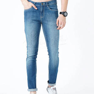 Derniers pantalons en jean 100% coton pour hommes coupe régulière taille moyenne mode d'automne avec décoration de boutons logo personnalisé prix bon marché - Product Image 1