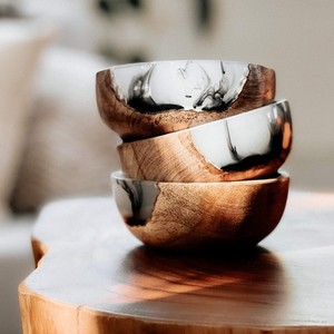 Bol en bois de meilleure qualité fabriqué à la main 100% bol en résine/bois parfait pour les apéritifs, les olives, les trempettes et plus de bol de service - Product Image 4