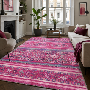 Alfombra Lavable de Chenilla RW1322C Santorini Fuchsia Boho de Rug Weavers, Venta al por Mayor con Envío Directo, 10 Tamaños - Product Image 1