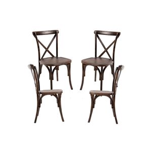 Juego de 4 sillas de oficina de polipropileno efecto madera diseño cruzado - Product Image 1