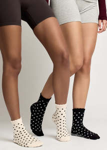 Chaussettes de Pilates pour femmes personnalisées avec motif de points basiques, bordure à volants, antidérapantes, tricotées, pour le yoga, accessoires de studio - Product Image 3