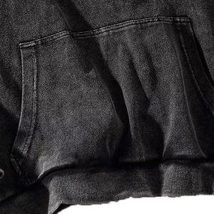 High Quality 100% Cotton Acid Washed Oversized Hoodie Breathable No String <b>Sweatshirt</b> <b>Vintage</b> Style for Winter - Product Image 6