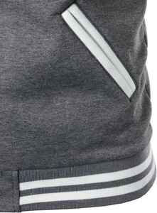 แจ็กเก็ตผ้ากำมะหยี่สำหรับผู้ชายเสื้อแจ็กเก็ตทีมเบสบอลปักด้วยกำมะหยี่แขนเสื้อหนัง - Product Image 6