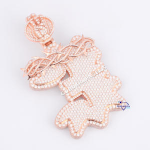 Colgante llamativo de Hip Hop, oro rosa de 14 quilates, Diamante cultivado en laboratorio, joyería ostentosa, probador de diamantes, colgante fino para mujer - Product Image 2