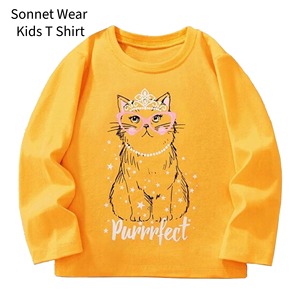 T-shirts à manches longues pour enfants en coton à col rond - Product Image 6