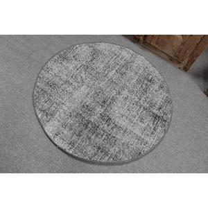 พรมขนาด 3.1x3.1 ฟุต, พรมวินเทจสไตล์ตุรกี, พรมขนสัตว์ลายสัตว์สีเทา - Product Image 4