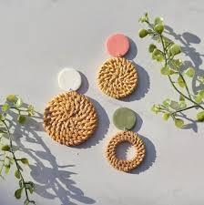 Pendientes de ratán para mujer al por mayor, respetuosos con el medio ambiente, ratán natural, perfectos para joyería y moda, gran oferta 2024 - Product Image 5