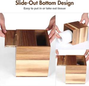Couverture de boîte à mouchoirs en bois Bless You avec design carré inférieur coulissant pour salle de bain de mariage chambre bureau ou table à manger - Product Image 3