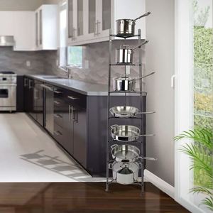 Metal Pot <b>Rack</b> for Pots Cover and Pans Hanger Hook Utensils Wall Mounted Hanging <b>Storage</b> <b>Rack</b> Kitchen Organizer Made in India - Product Image 3