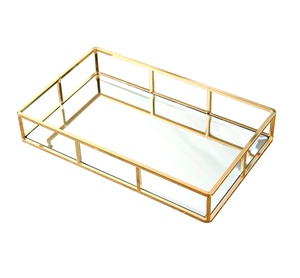 Bandeja de servicio hecha a mano de latón y vidrio, diseño único - Product Image 1