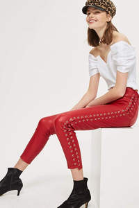 Pantalones cortos de pierna ancha recortados de cuero de cintura alta para mujer, pantalones largos informales de cuero para mujer, pantalones Cargo para mujer - Product Image 5