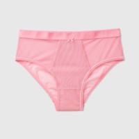 Braguitas de bikini de punto de seda/algodón al por mayor, a la moda, sexys, cómodas, transpirables, de color liso, de talle medio, con nombre de marca personalizado para mujer