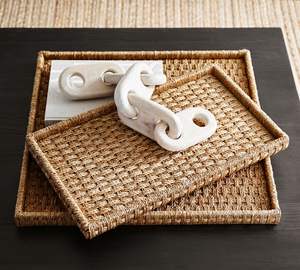 Plateau en bois rond tissé à la main avec design torsadé servant salon table à manger direct Vietnam - Product Image 2