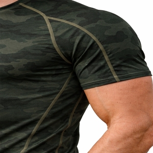 Camiseta de Compresión de Camuflaje para Hombre, Manga Corta, Ropa Deportiva para Gimnasio, Transpirable, Elástica, Protector de Erupciones para Fitness - Product Image 4
