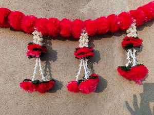 Toran Bandarwal puerta colgante de pared Toran Artificial Marigold Mogra Toran Pooja Mandir decoración del hogar Decoración de la boda - Product Image 6