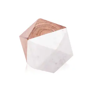 Natural marble and wood paper weight stone craft house shape paper weight fo hexagon shape and hot sale