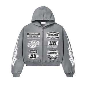 Chándal personalizado con cremallera, ropa de calle de gran tamaño, lavado ácido francés, impresión Digital, gráfico, logotipo bordado desgastado - Product Image 4