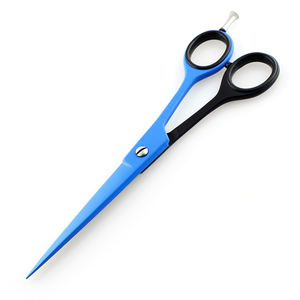 Peluquero profesional SS 420, tijeras de adelgazamiento para corte de pelo de acero inoxidable con revestimiento negro y azul, herramienta de belleza con punta de hoja Roma - Product Image 1