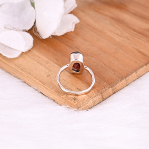 Anillo apilable de piedras preciosas en bruto granate de plata maciza 925, joyería hecha a mano, anillo delicado, joyería personalizada, joyería fina - Product Image 6