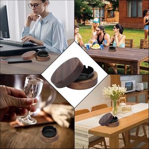 Cenicero Redondo Portátil Clásico de Madera con Tapa Personalizada para el Hogar, Oficina o Sala de Estar, para Fumadores - Product Image 4